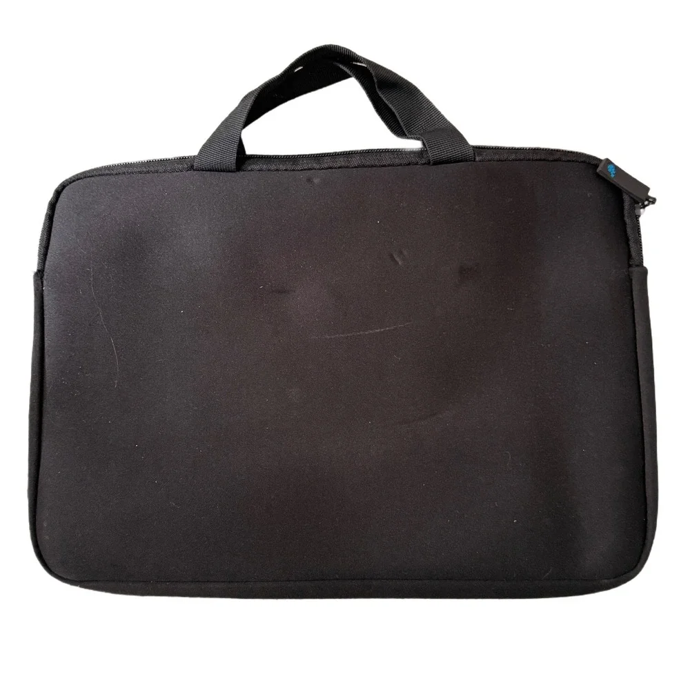 Black Neoprene Laptop Sleeve Case Bag with Handles and Zipper‎